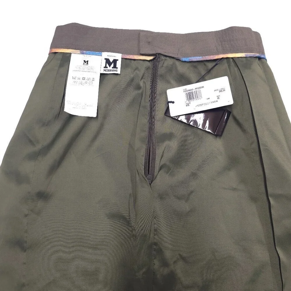 M MISSONI Green Knee Length Pencil Skirt with Animal Embossing